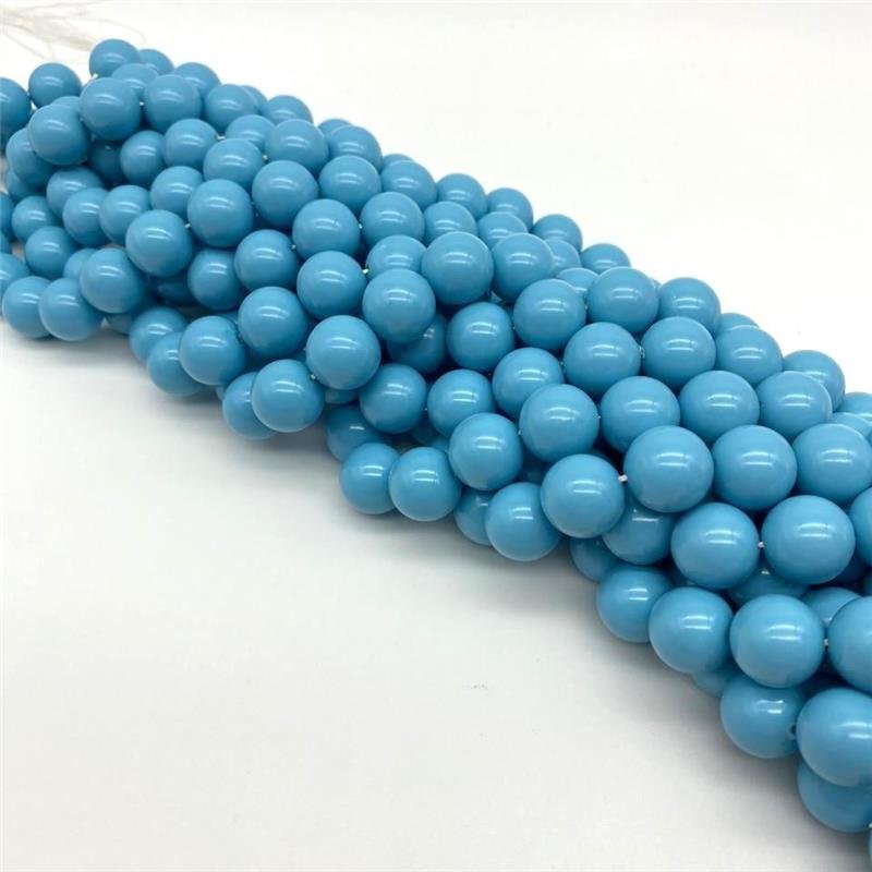 FIO DE PEROLA SHELL TURQUESA BOLA LISA 14MM