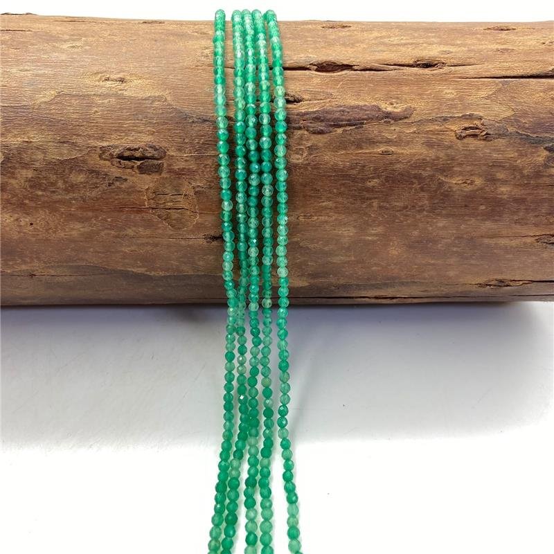 FIO DE AGATA VERDE BOLA FACETADA 3MM