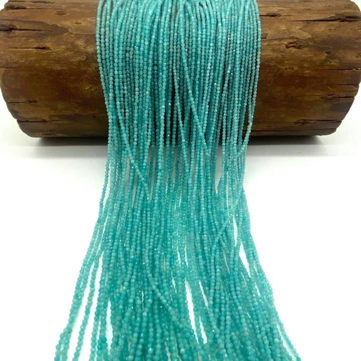 FIO DE PEDRA AMAZONITA BOLA FACETADA 2MM