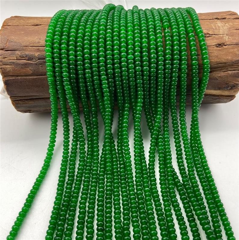 FIO DE PEDRA JADE VERDE RONDEL LISO 4X6MM 