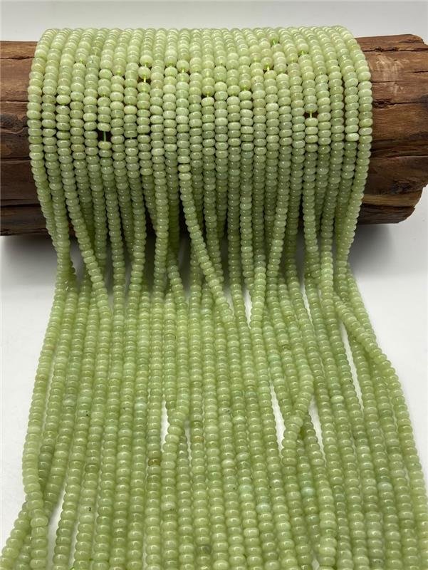 FIO DE PEDRA JADE VERDE LIMA RONDEL LISO 4X6MM