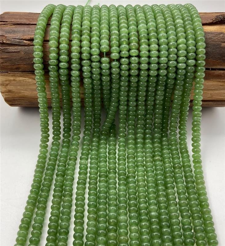 FIO DE PEDRA JADE VERDE TRANSLUCIDO RONDEL LISO 5X8MM