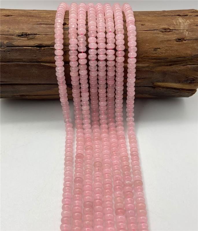 FIO DE PEDRA QUARTZO NATURAL ROSA RONDEL LISO 5X8MM