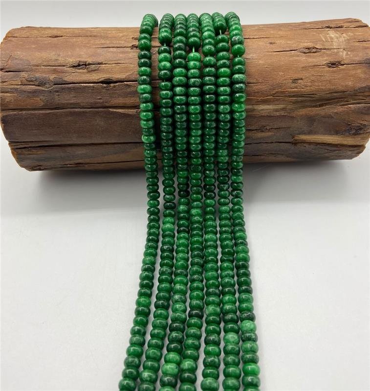 FIO DE PEDRA JADE VERDE MESCLADO RONDEL LISO 5X8M 