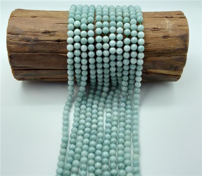 FIO DE PEDRA JADE VERDE AGUA LEITOSO BOLA LISA 8MM