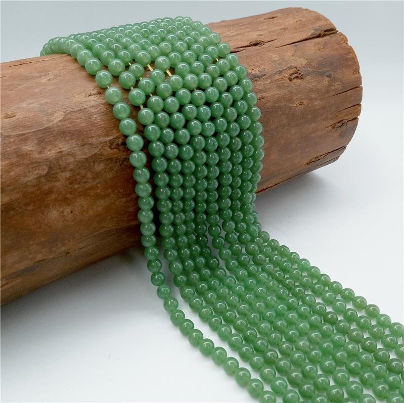 FIO DE PEDRA JADE VERDE TRANSLUCIDO BOLA LISA 6MM