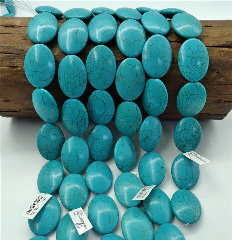 FIO DE PEDRA HOWLITA TURQUESA OVAL 25X35 