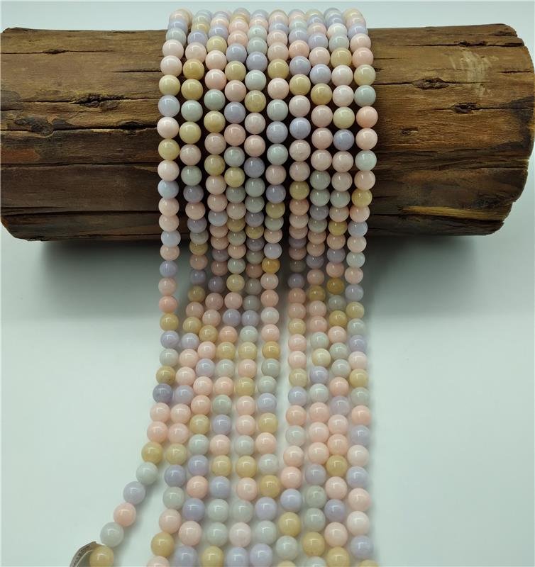 FIO DE PEDRA JADE ARCO IRIS LEITOSO BOLA LISA 8MM