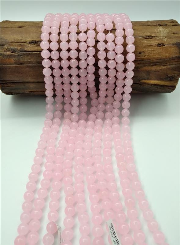 FIO DE PEDRA JADE QUARTZO ROSA BOLA LISA 10MM