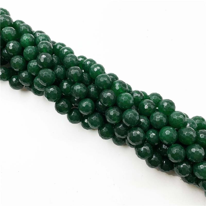 FIO DE PEDRA JADE VERDE ESMERALDA BOLA FACETADA 12MM