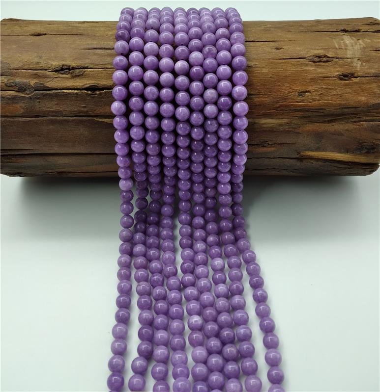 FIO DE PEDRA JADE ROXO LEITOSO BOLA LISA 8MM