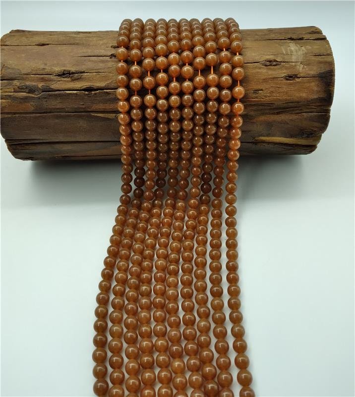 FIO DE PEDRA JADE CARAMELO TRANSLUCIDA BOLA LISA 8MM