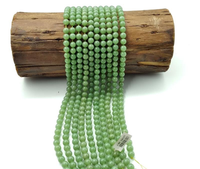 FIO DE PEDRA JADE VERDE CANA BOLA LISA 8MM