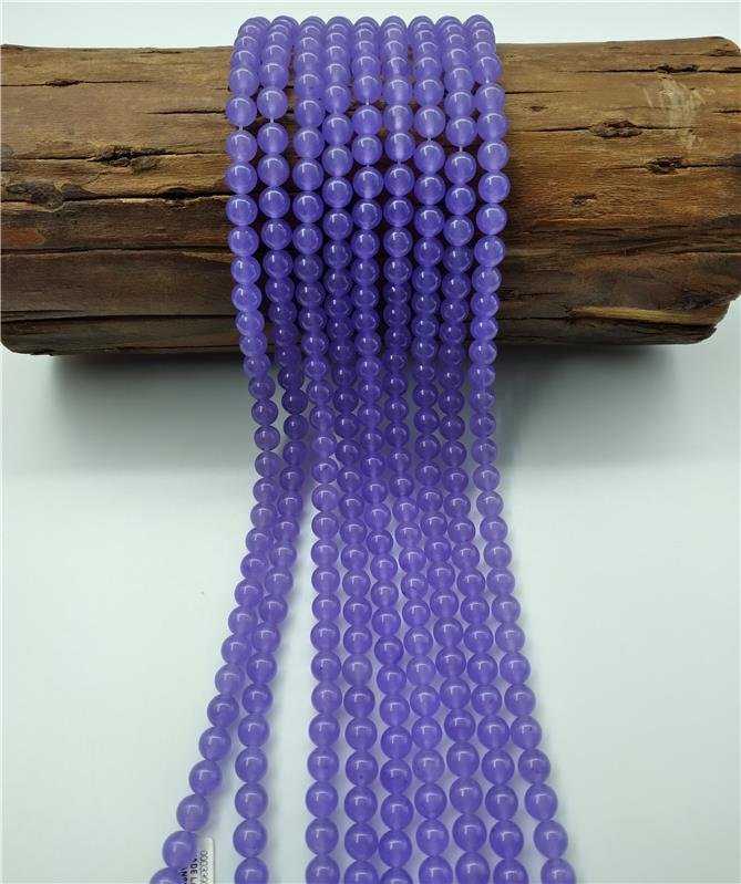 FIO DE PEDRA JADE LAVANDA TRANSLUCIDO BOLA LISA 8MM