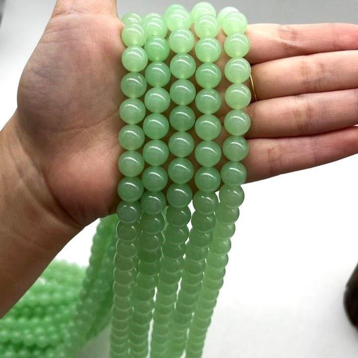 FIO DE PEDRA JADE VERDE LIMA BOLA LISA 8MM