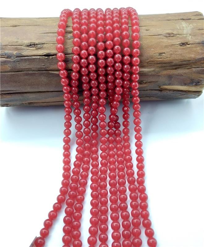FIO DE PEDRA JADE VERMELHO TRANSLUCIDO BOLA LISA 8MM