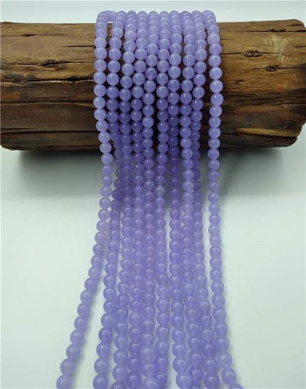 FIO DE PEDRA JADE LAVANDA TRANSLUCIDO BOLA LISA 8MM