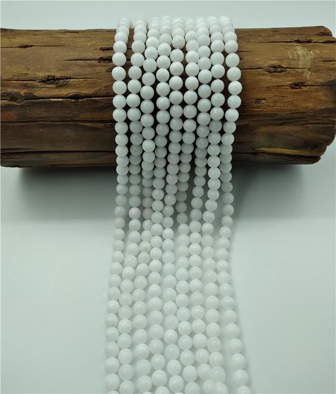 FIO DE PEDRA JADE BRANCO LEITOSO BOLA LISA 8MM