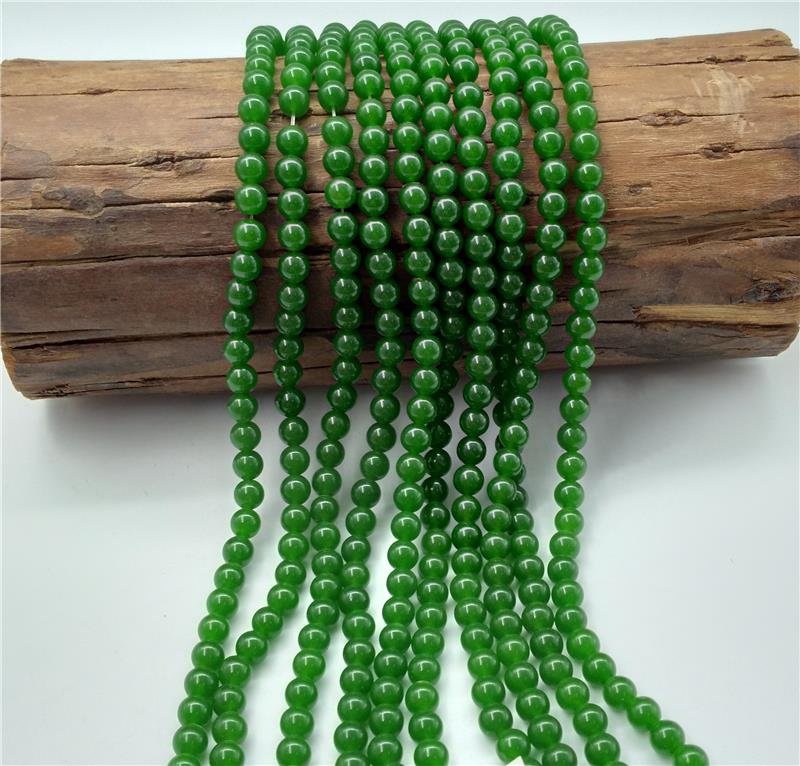 FIO DE PEDRA JADE VERDE FLORESTA BOLA LISA 8MM