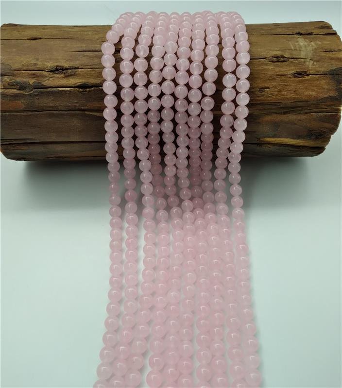 FIO DE PEDRA JADE QUARTZO ROSA BOLA LISA 8MM