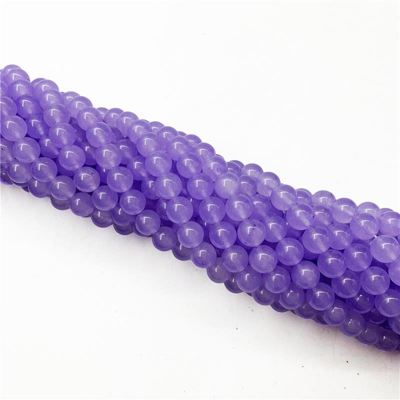 FIO DE PEDRA JADE LAVANDA TRANSLUCIDO BOLA LISA 10MM