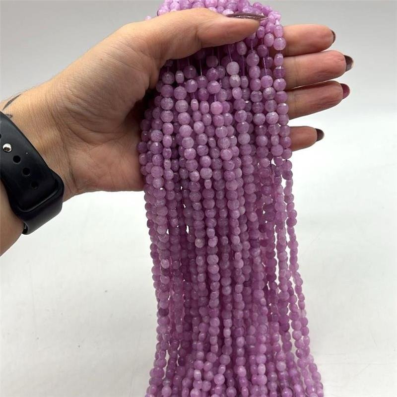 FIO DE PEDRA JADE LILAS MOEDA FACETADA 6MM