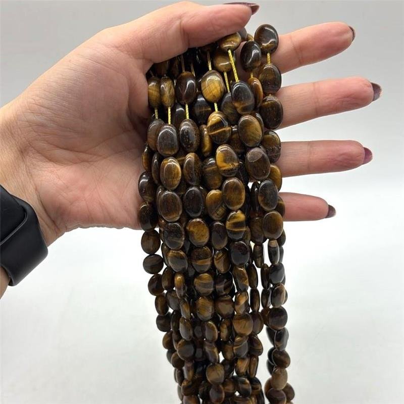 FIO DE PEDRA OLHO TIGRE OVAL LISO 10X14MM