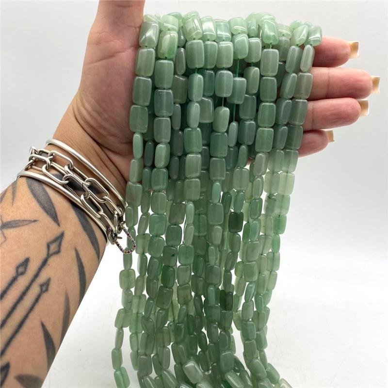 FIO DE PEDRA QUARTZO AVENTURINA VERDE RETO LISO 10X14MM
