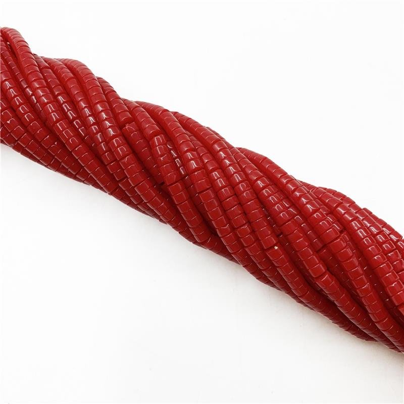 FIO DE JASPE CORAL VERMELHO RONDEL LISO 2X4MM