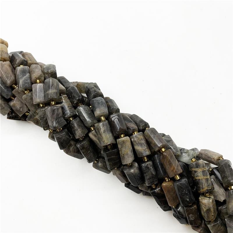 FIO DE PEDRA DA LUA CINZA CUBO FACETADO 8X14MM