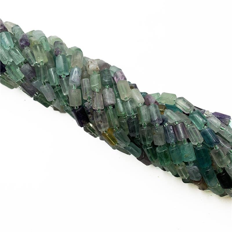 FIO DE PEDRA FLUORITA CUBO FACETADO 8X14MM