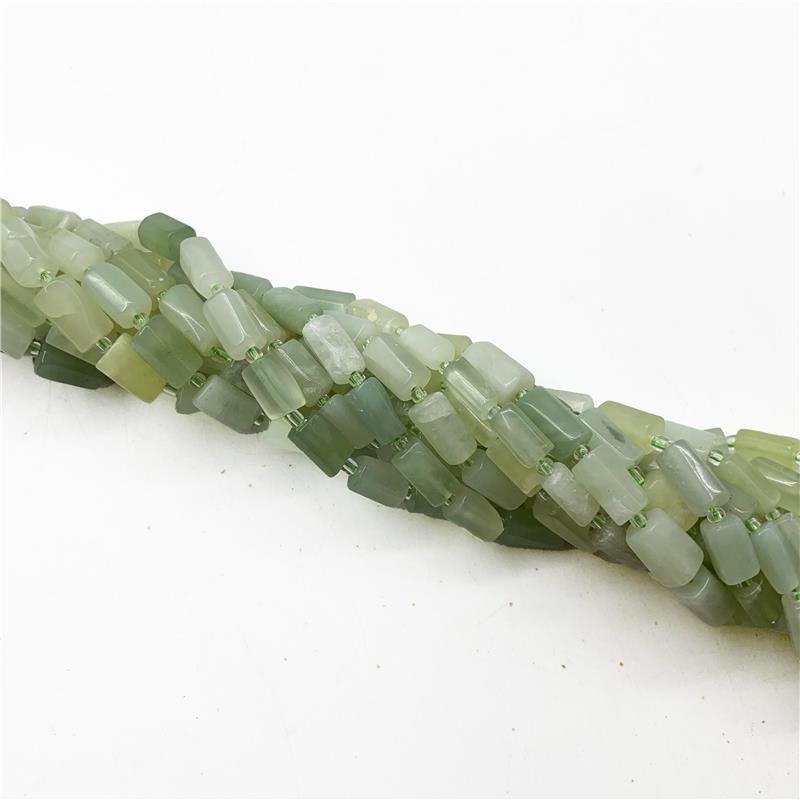 FIO DE PEDRA AGATA PREHNITA CUBO FACETADO 8X14MM