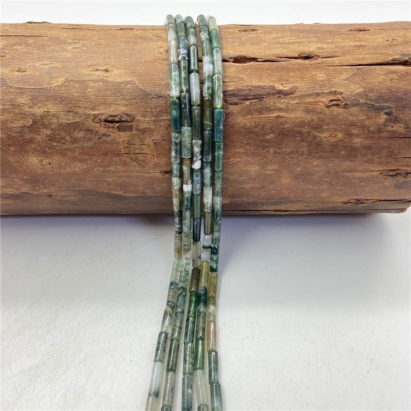 FIO DE JASPE VERDE TUBO LISO 4X13MM