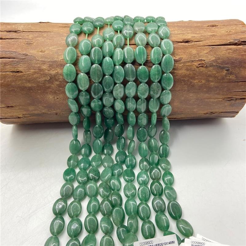 FIO DE QUARTZO VERDE OVAL LISO 10X14MM