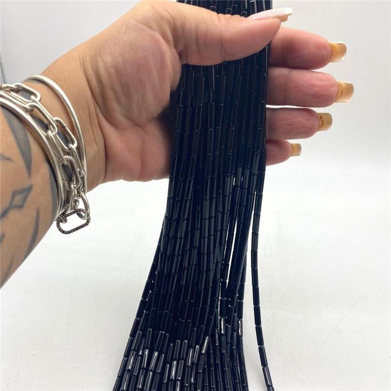 FIO DE AGATA PRETA TUBO LISO 4X13MM