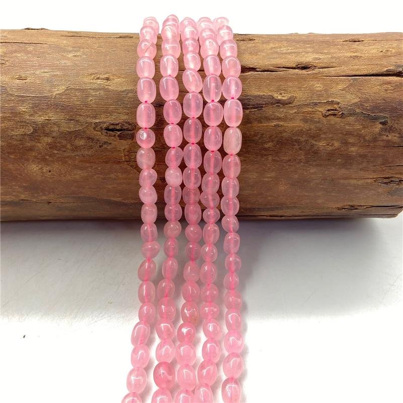 FIO DE PEDRA JADE QUARTZO ROSA BARRIL IRREGULAR 8X11MM