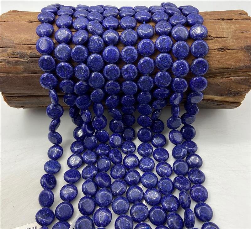 FIO DE PEDRA JADE LAPIS LAZULI MOEDA LISA 15MM