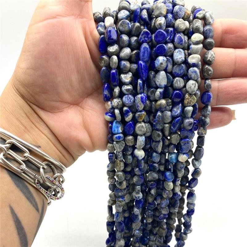 FIO DE PEDRA LAPIS LAZULI ROLADA 6X8MM