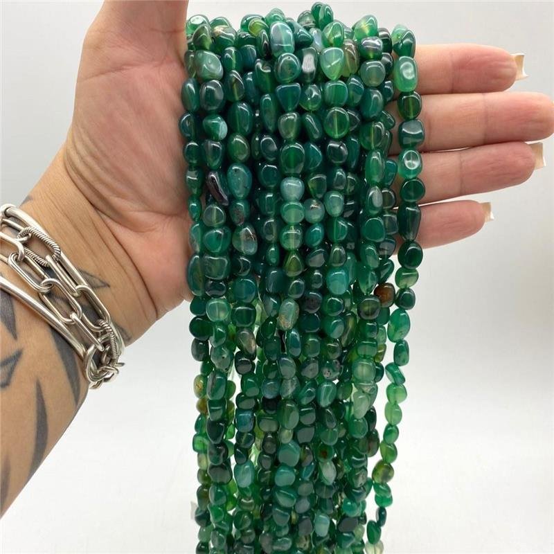 FIO DE PEDRA AGATA NATURAL VERDE PEDRA IRREGULAR 8X10MM 