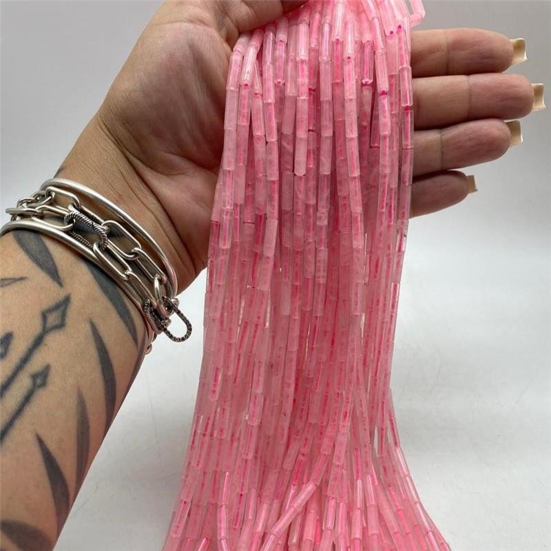 FIO DE QUARTZO ROSA TUBO LISO 4X13MM