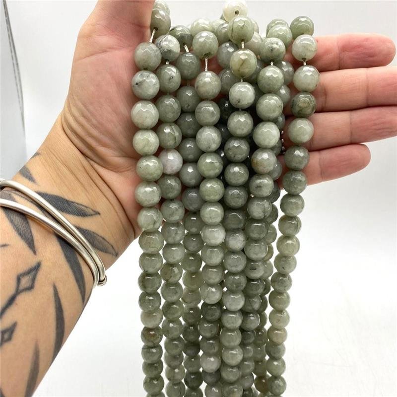 FIO DE PEDRA JADE LABORITA BOLA FACETADO 12MM