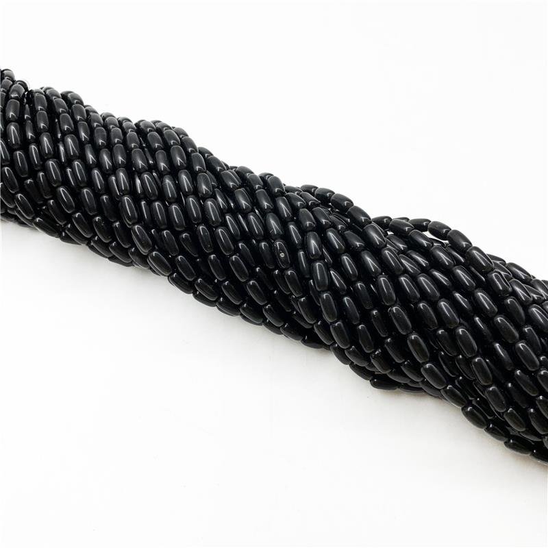 FIO DE AGATA PRETA ARROZ 4X7MM