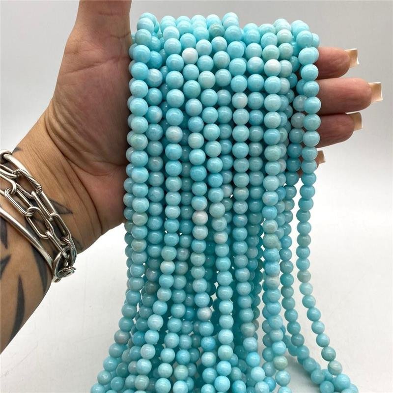 FIO DE PEDRA JADE AMAZONITA CLARA BOLA LISA 8MM