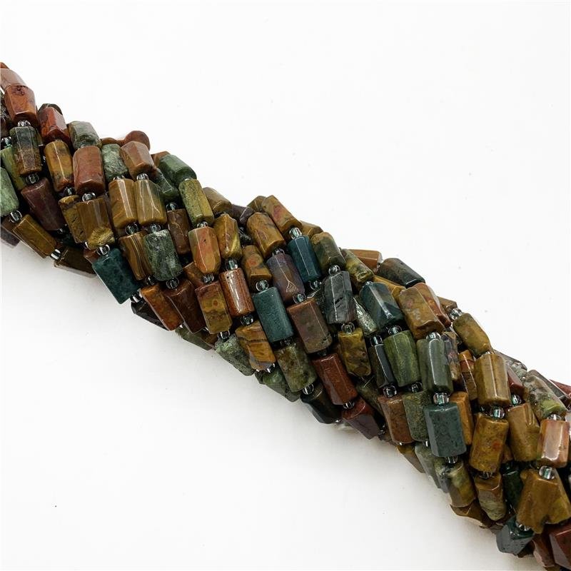 FIO DE JASPE MESCLADO CUBO FACETADO 8X14MM