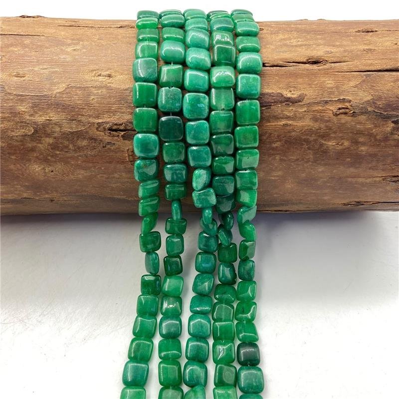 FIO DE JADE VERDE BANDEIRA QUADRADO LISO 10MM