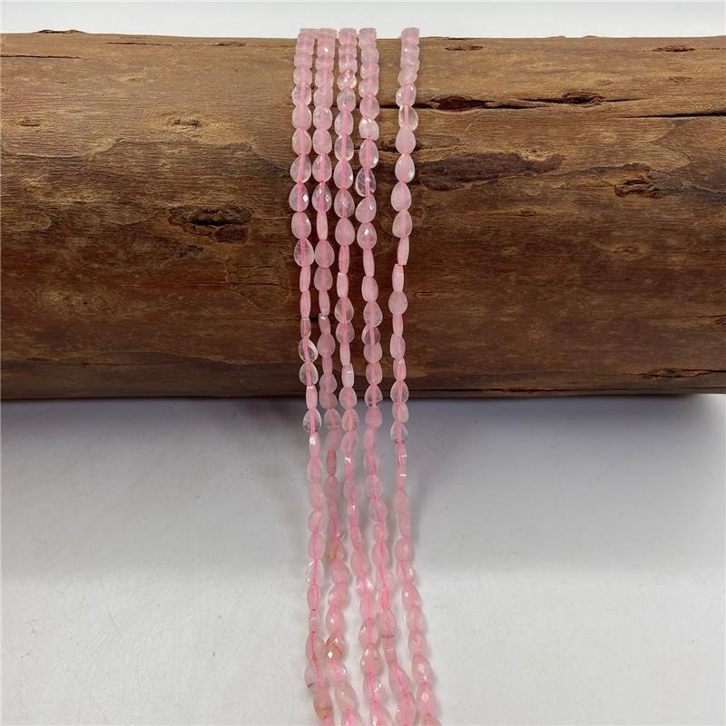FIO DE QUARTZO ROSA GOTA FACETADA 4X6MM 