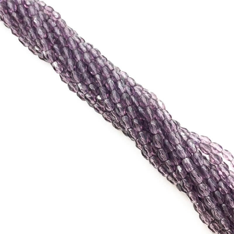 FIO DE CRISTAL DE VIDRO AMETISTA BARRIL FACETADO 3X5MM