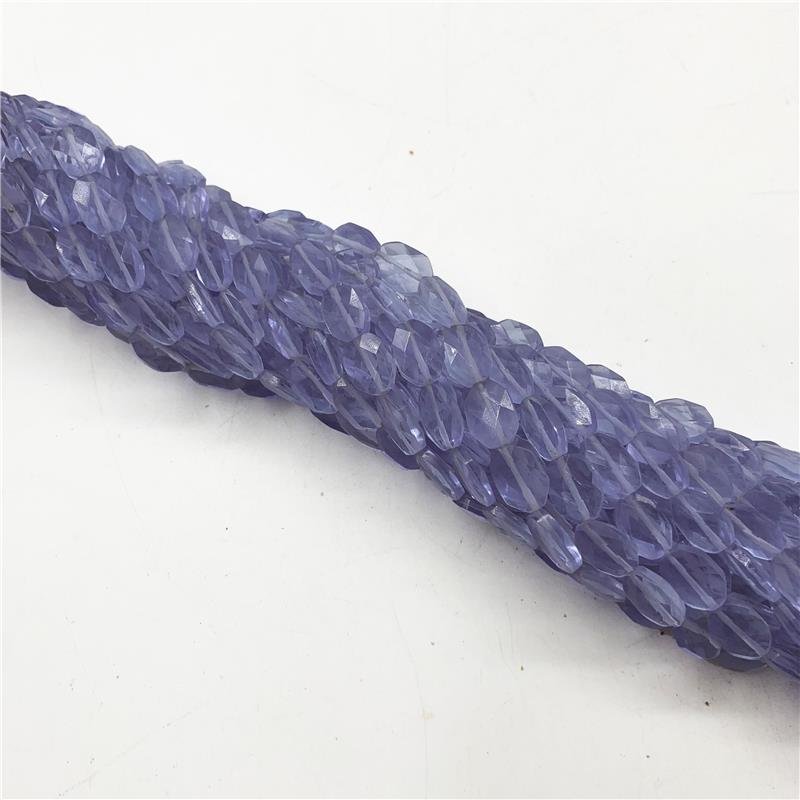 FIO DE CRISTAL DE VIDRO LAVANDA OVAL FACETADO 8X12MM