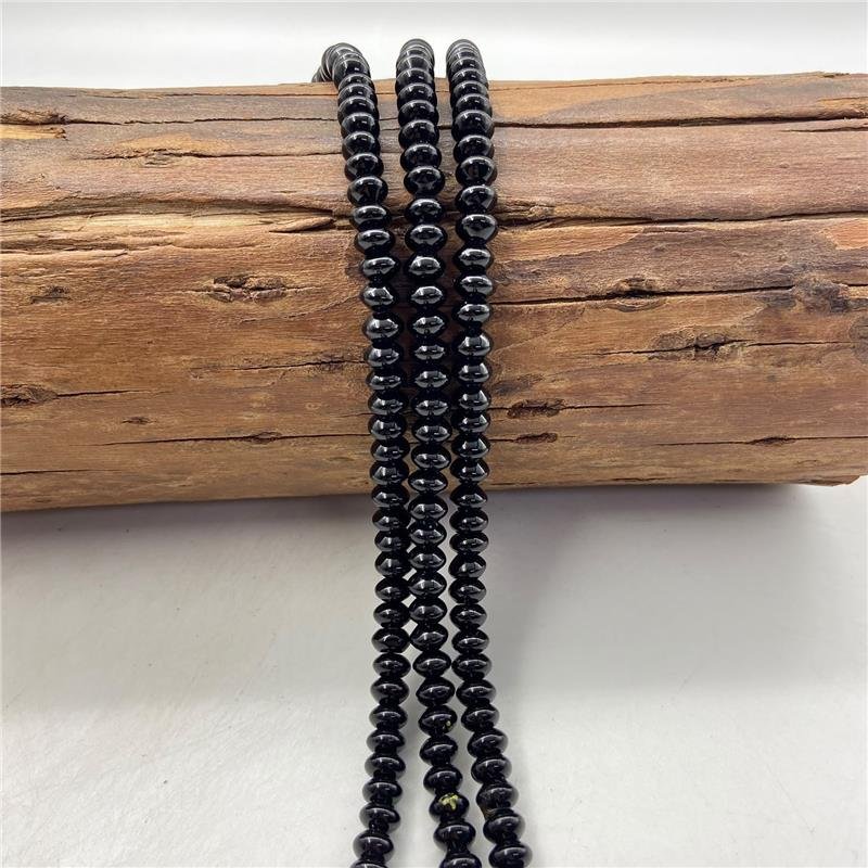 FIO DE AGATA PRETA RONDEL LISO 5X8MM