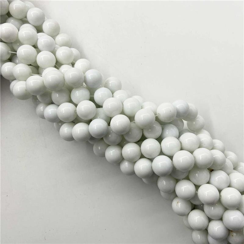 FIO DE PEDRA JADE BRANCO BOLA LISA 14MM